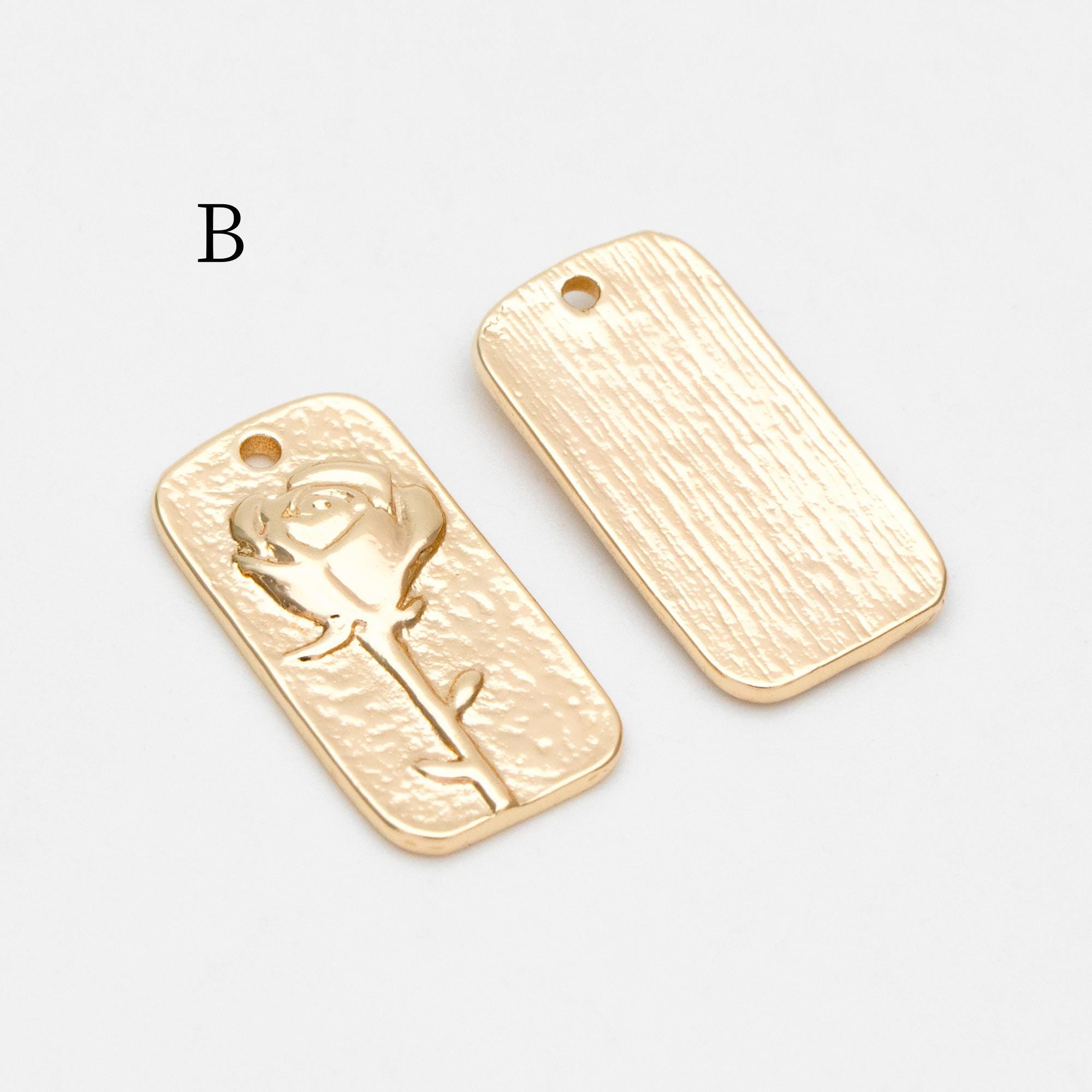 4pcs Gold Flower Charms, 18K Gold plated Brass, Flower Earring Pendants (GB-1281)